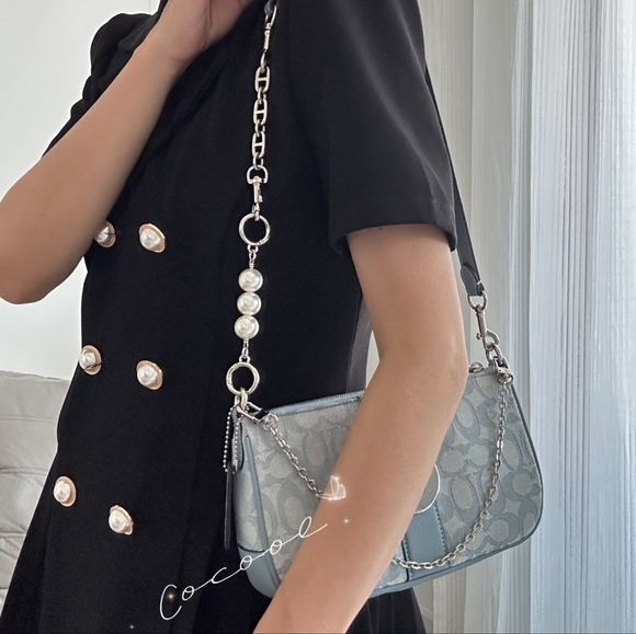 NWT Coach C8306 Lonnie Baguette Crossbody In Signature Jacquard in Marbleblu - Picture 8 of 14